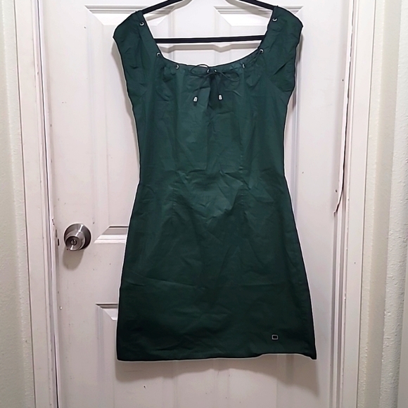 TOMMY JEANS  WOMEN'S  GREEN MINI DRESS SIZE L 100% COTTON - Picture 1 of 7